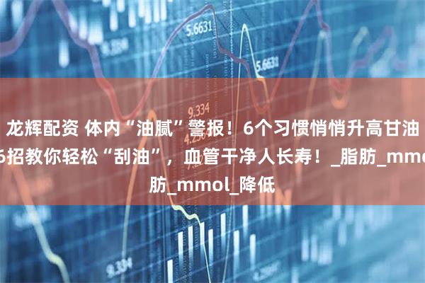龙辉配资 体内“油腻”警报！6个习惯悄悄升高甘油三酯，6招教你轻松“刮油”，血管干净人长寿！_脂肪_mmol_降低